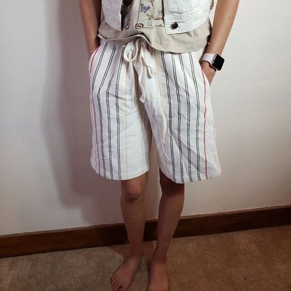 Zara Pants - Zara Cream With Multi-colored Stripes Shorts Size Large
